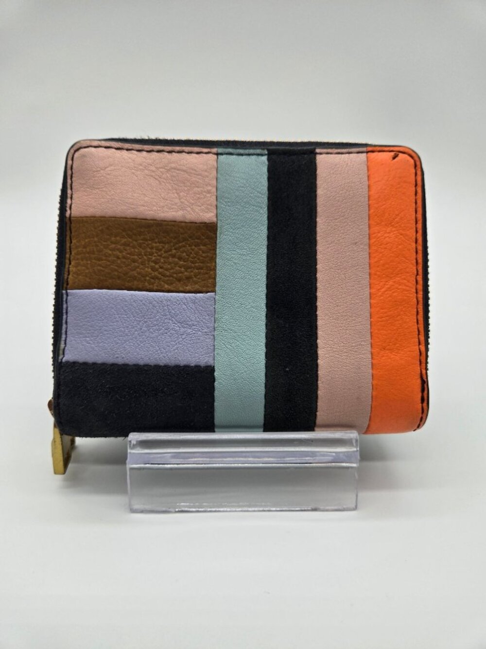 Vintage Fossil Navy Leather & Suede Patchwork Wallet
